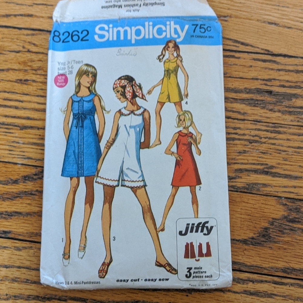 Vintage Simplicity Romper, Dress Pattern, 1970s